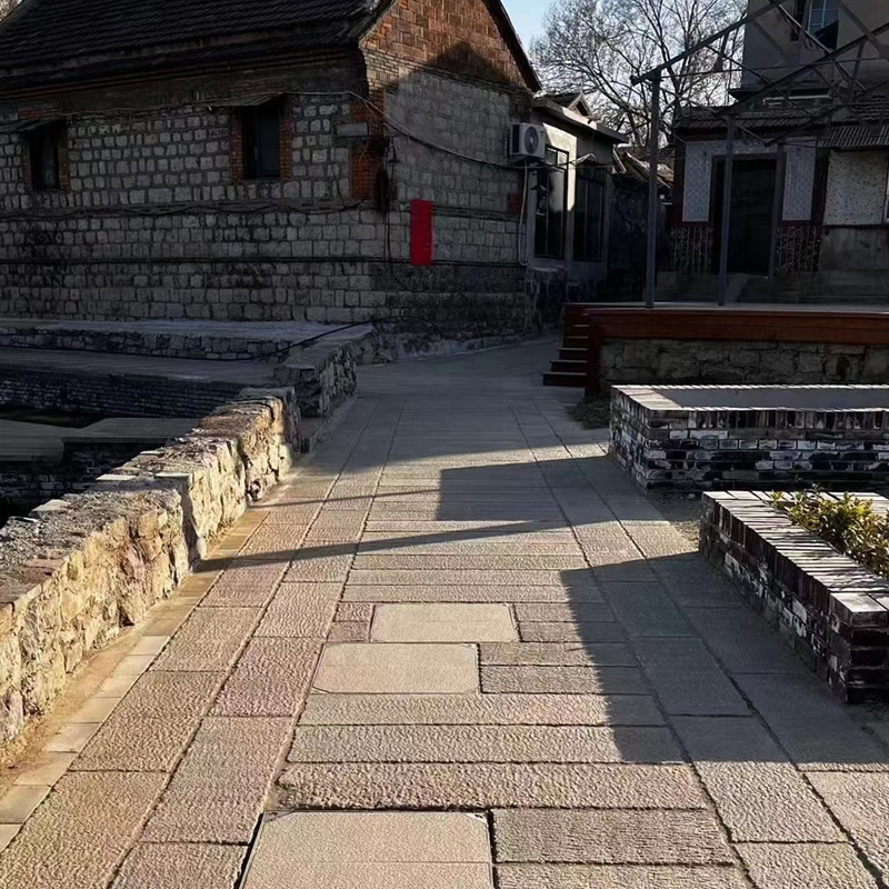 老石板天然青石板旧石条台阶石踏步石铺路铺(图2)